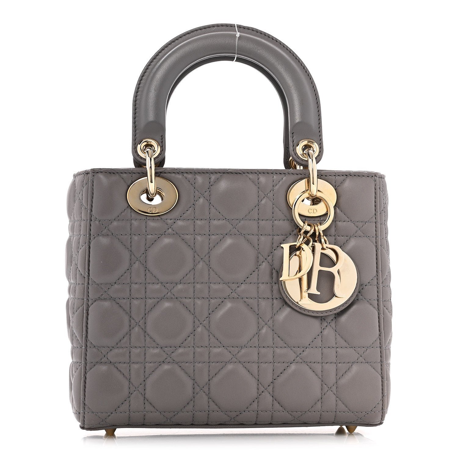 Christian Dior Lambskin Cannage Small Lady Dior Grey