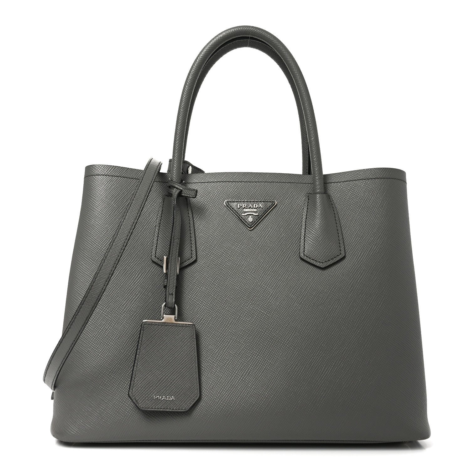 Prada Saffiano Cuir Small Double Bag Marmo