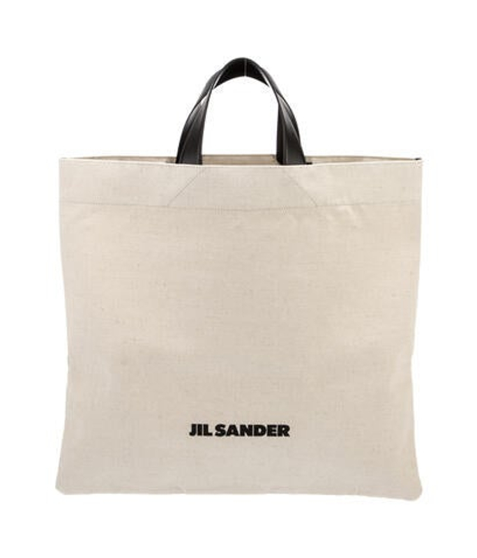 Jil Sander Sander Leather Trim Canvas Tote Bag