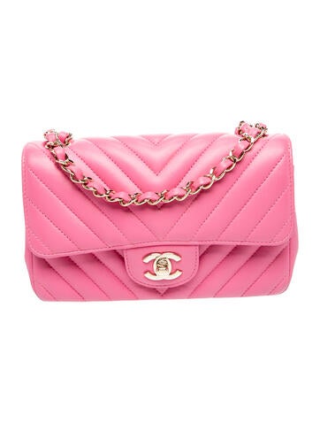 Rectangular Mini Chevron Classic Flap Bag