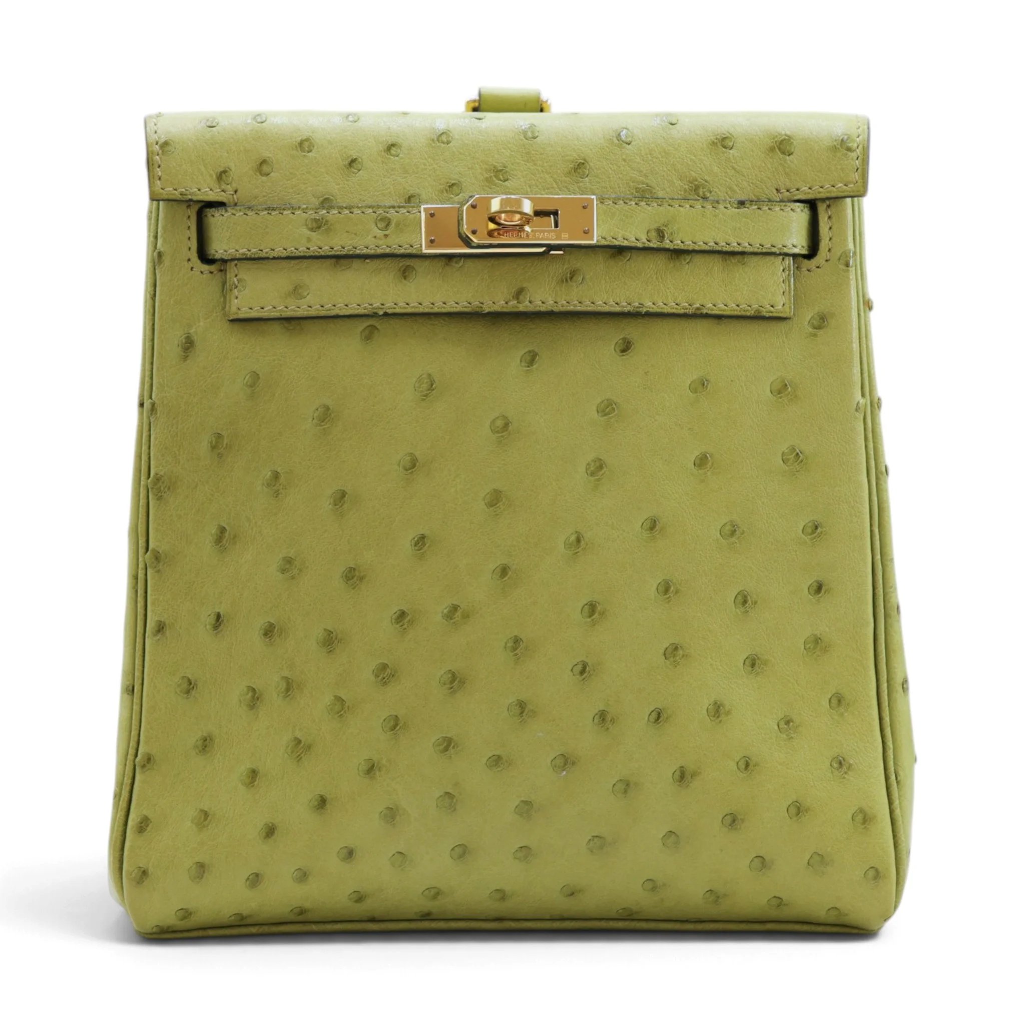 Hermes Kelly Ado PM Vert Anis (66) Ostrich Gold hardware Square D (2000)