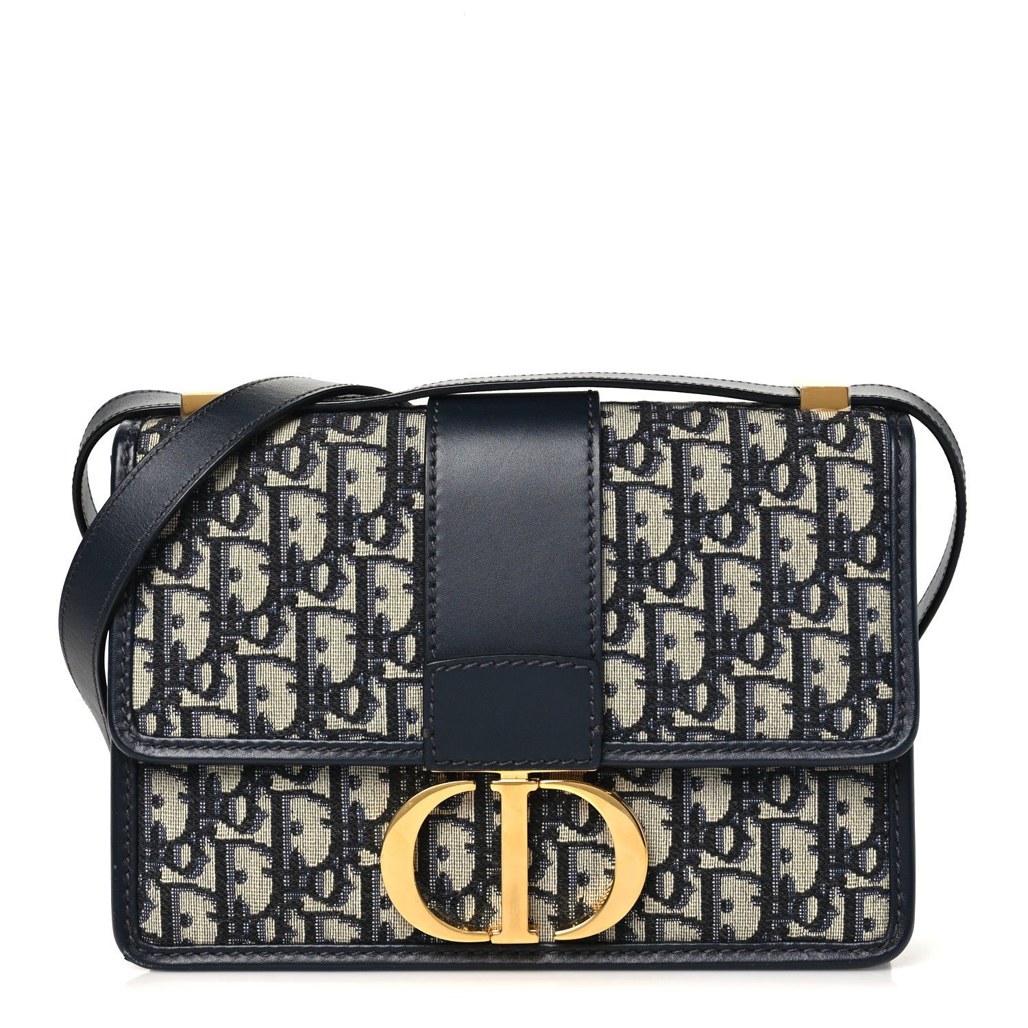 Christian Dior Oblique 30 Montaigne Flap Bag Blue