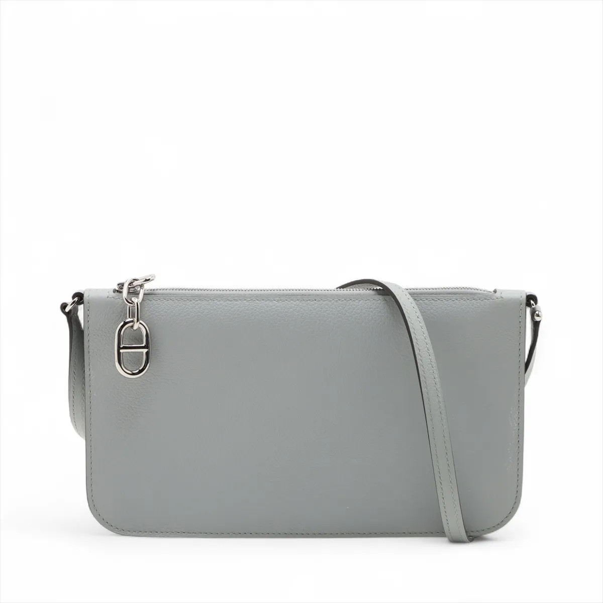 Hermès Zip Ango Togo Chaine D'Ancre Evercolor Blue glacier Silver Metal Fittings