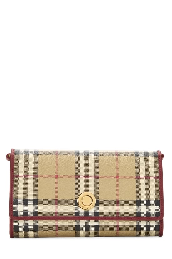 Burberry Red House Check Coated Canvas Hannah Wallet On Chain (WOC)