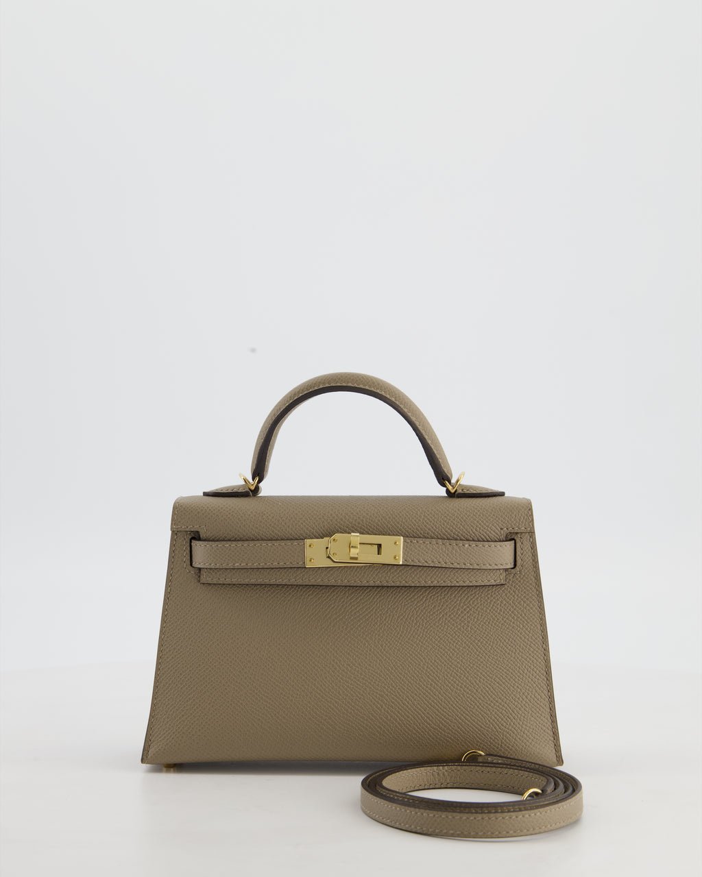 *SUPER RARE* Hermès HSS Mini Kelly II 20 Bag in Gris Tourterelle & Gris Perle Interior Epsom Leather with Permabrass Hardware