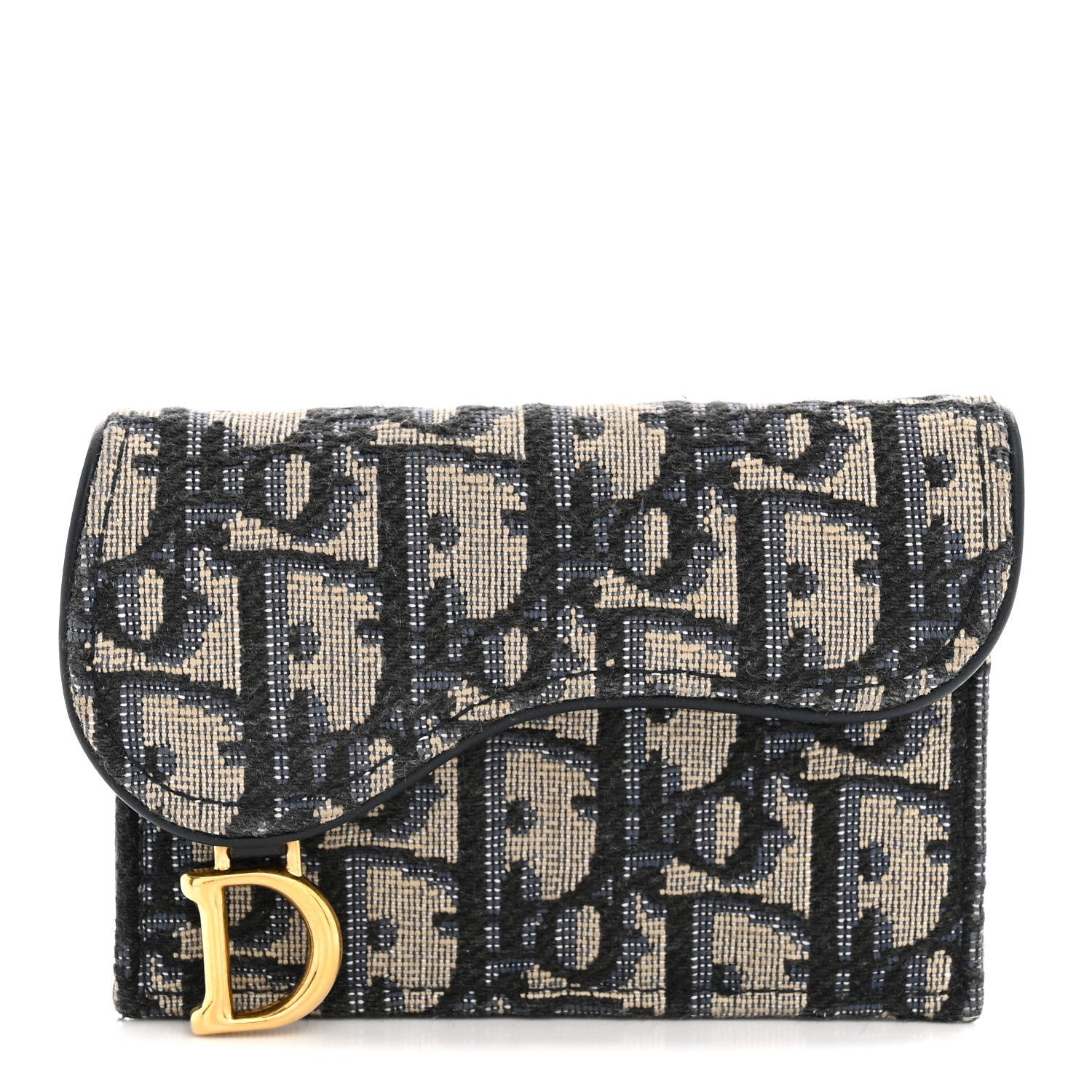 Christian Dior Oblique Saddle Card Holder Blue