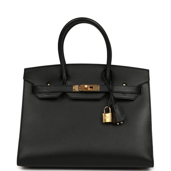 Pre-owned Hermes Birkin Sellier 30 Black Madame Gold Hardware