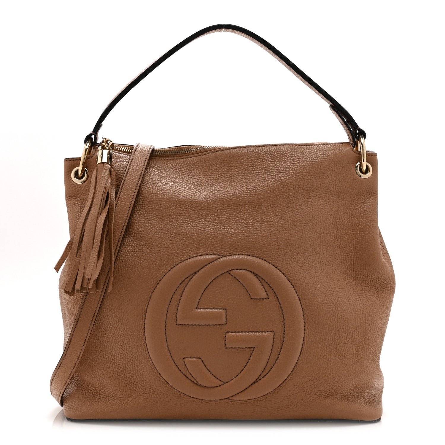 Gucci Pebbled Calfskin Large Soho Hobo Camelia