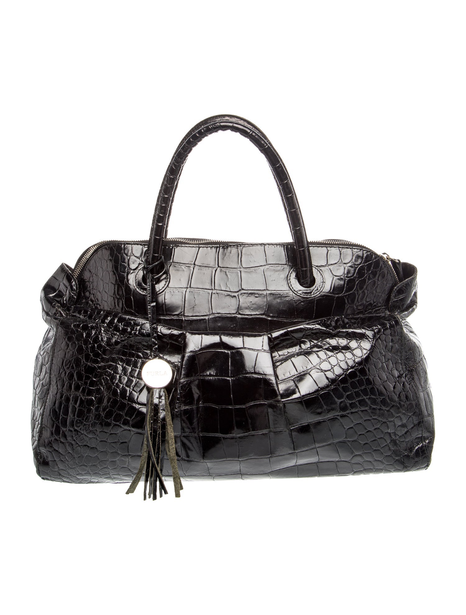 Embossed Leather Top Handle Bag