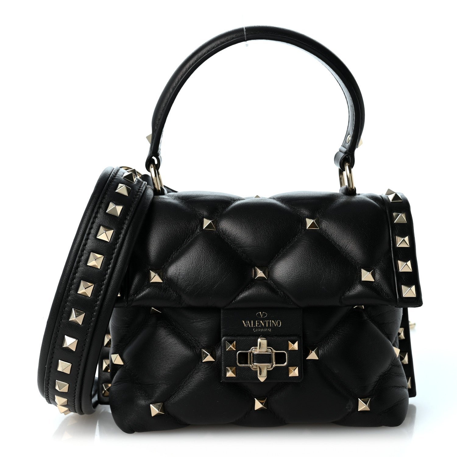 Valentino Garavani Nappa Mini Candystud Top Handle Bag Black