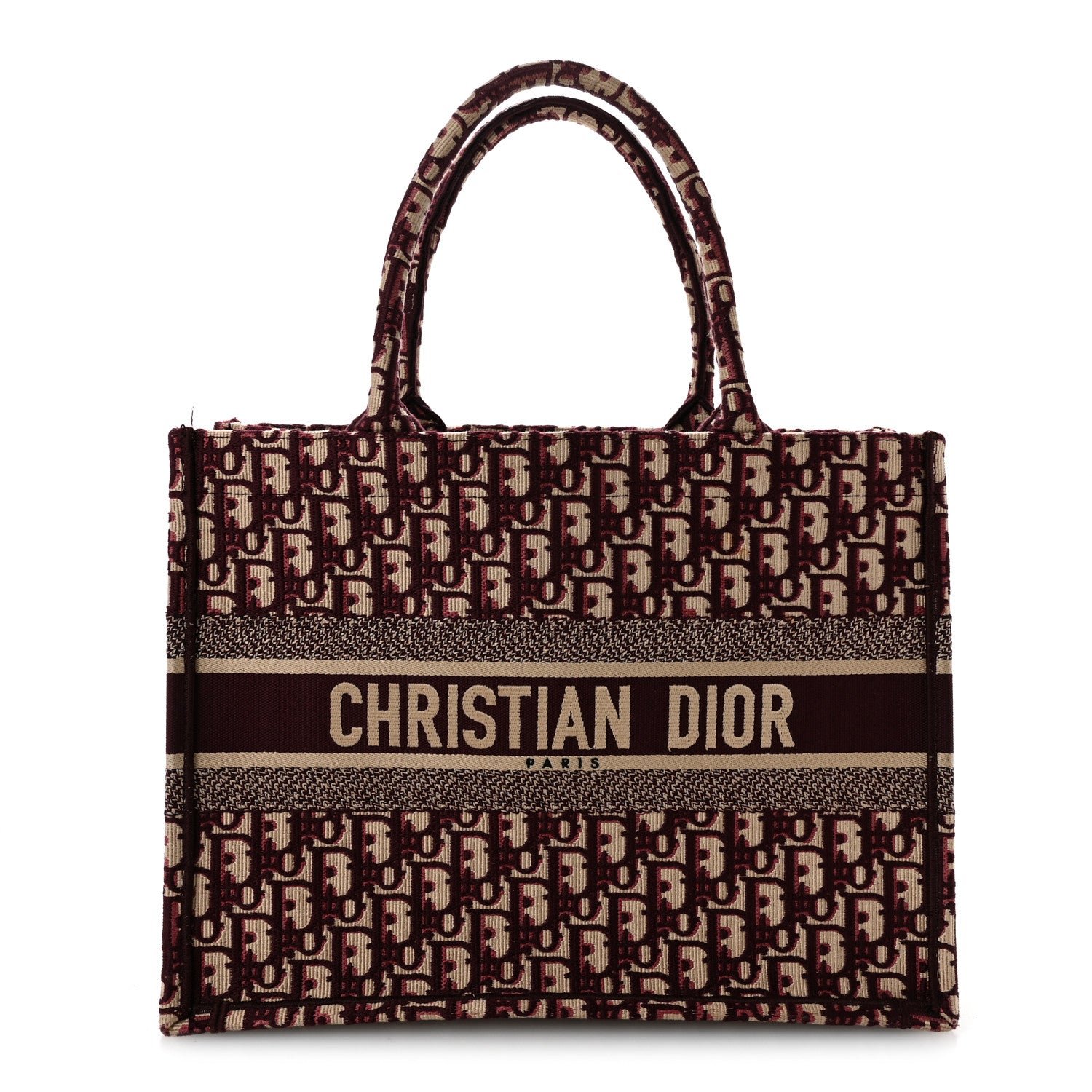 Oblique Medium Book Tote Burgundy Multicolor