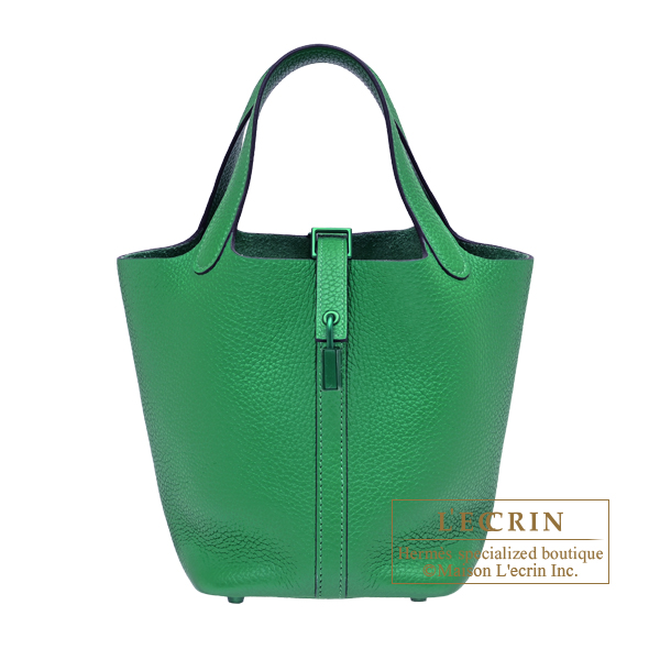 Hermes Picotin Lock Monochrome bag 18/PM So-green Bambou Clemence leather Green hardware