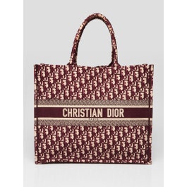 Christian Dior Burgundy Oblique Canvas Large Book Tote Bag