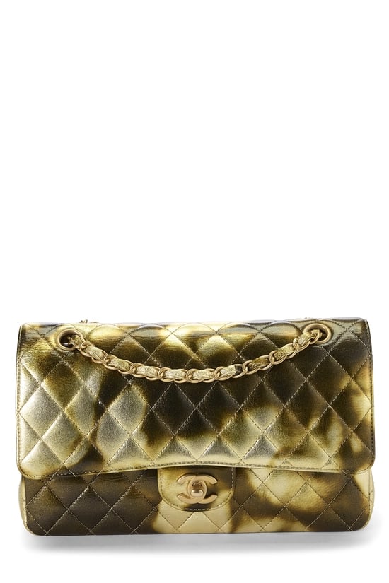 Metallic Quilted Calfskin Classic Double Flap Medium