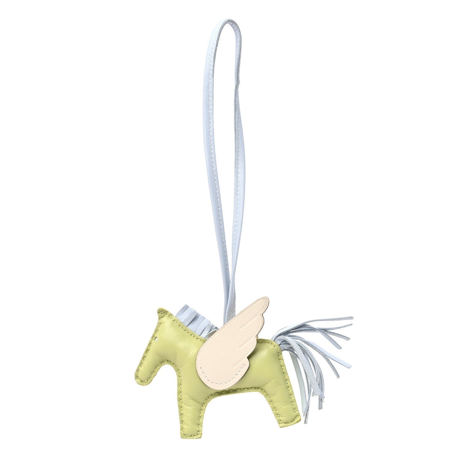 Hermes Milo Lambskin Grigri Rodeo Pegase Horse Bag Charm PM Jaune Bourgeon Bleu Brume Nata