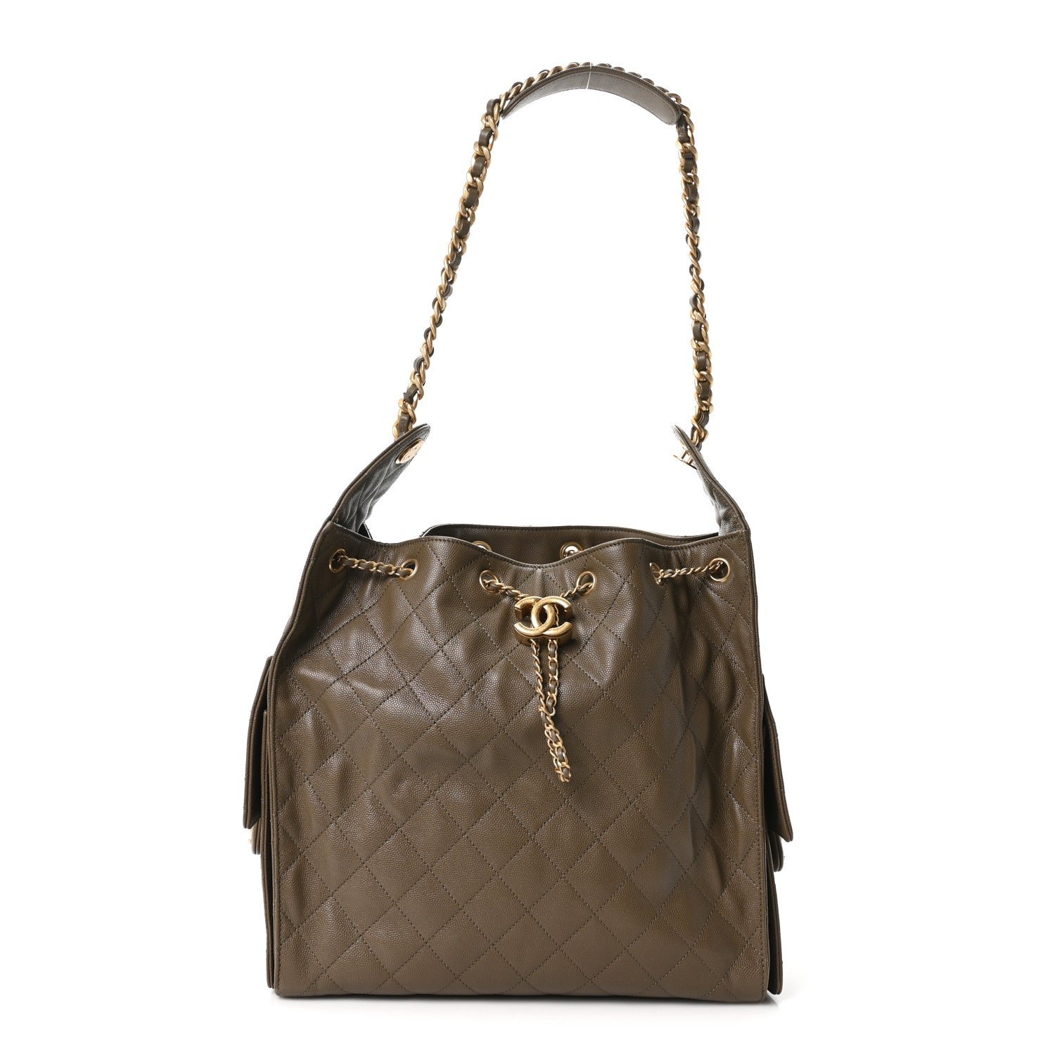 Chanel Caviar Quilted Medium Chanel 25 Handbag Dark Khaki