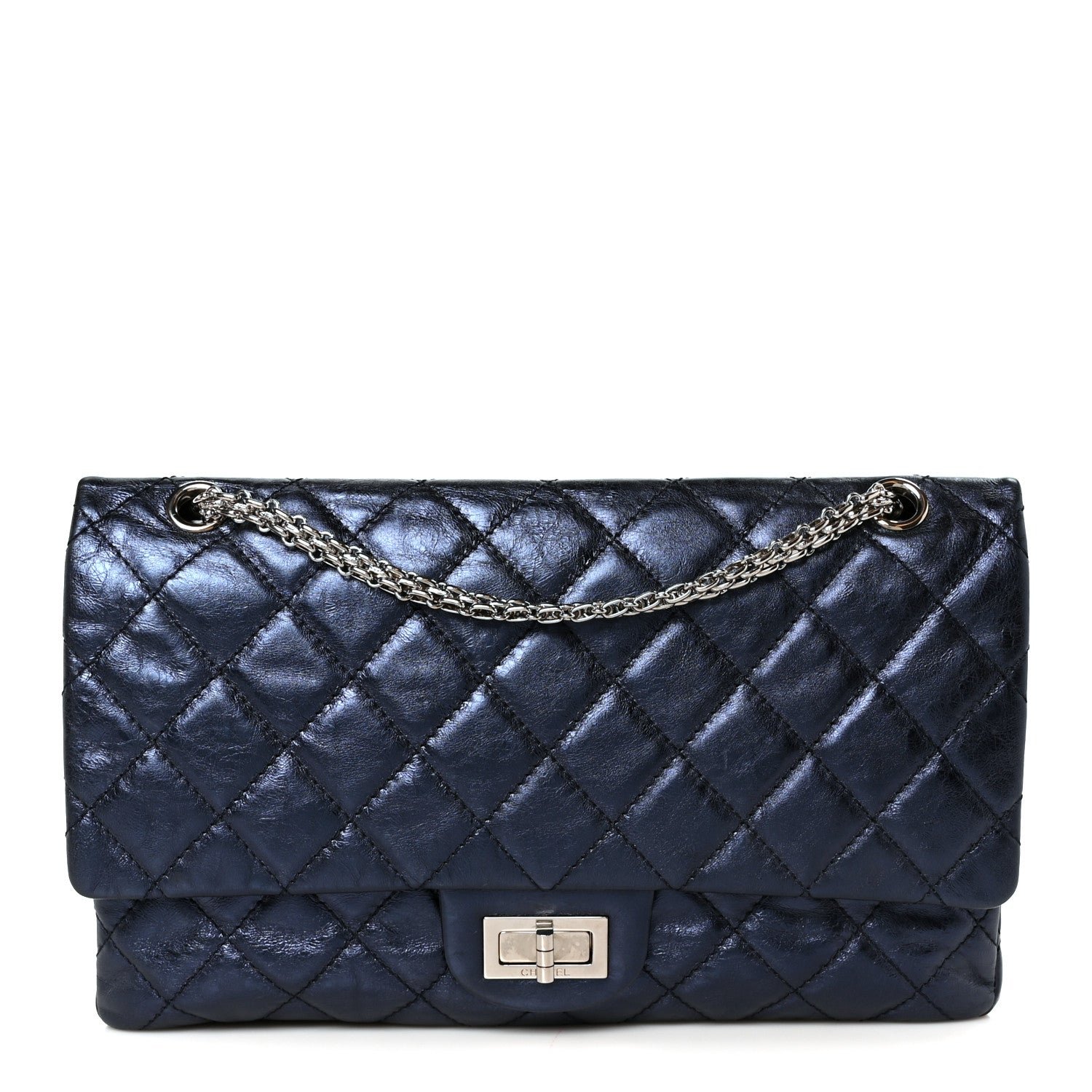 Chanel Metallic Aged Calfskin Quilted 2.55 Reissue 227 Flap Blue
