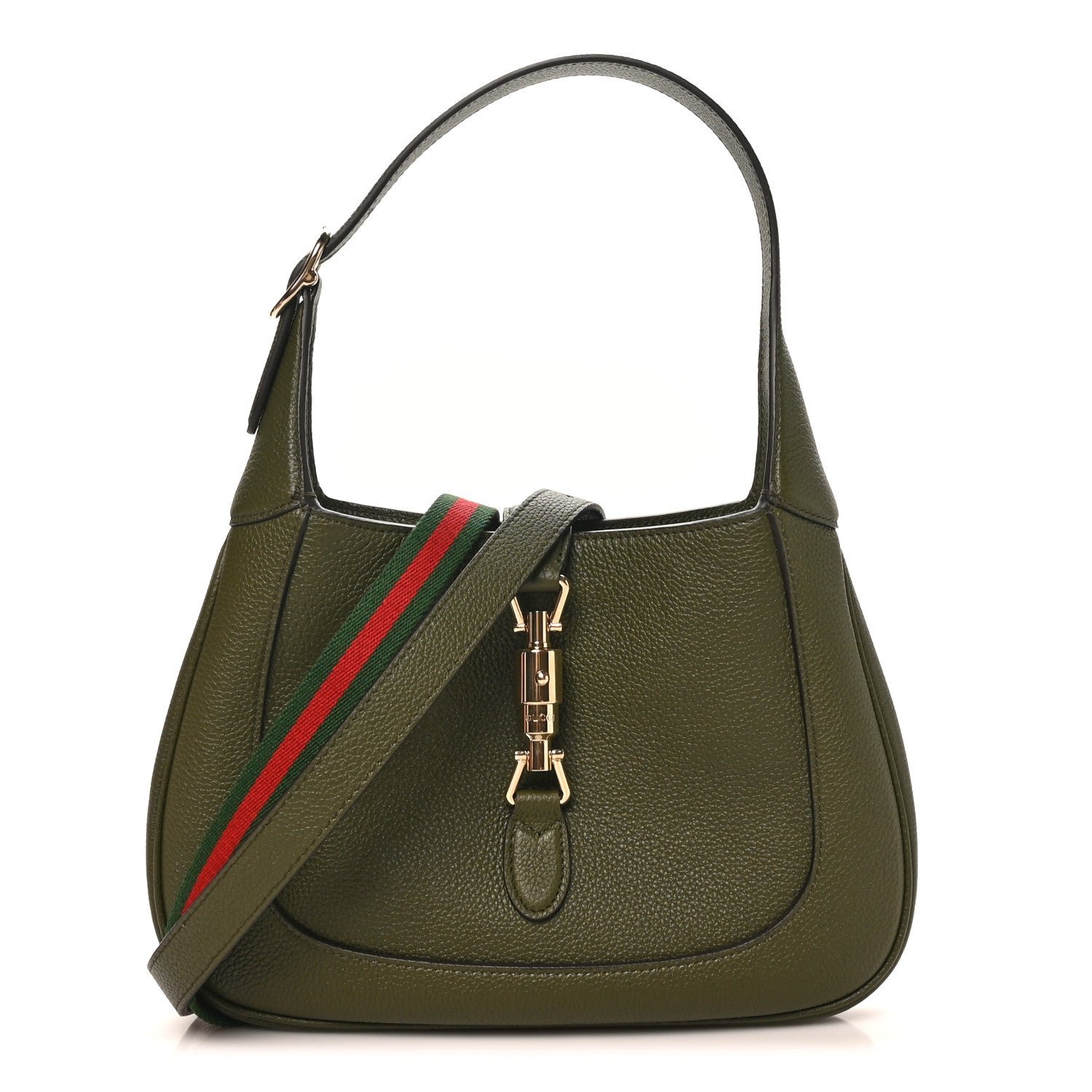 Gucci Gucci Grand Prix Calfskin Web Medium Jackie 1961 Hobo Dark Green