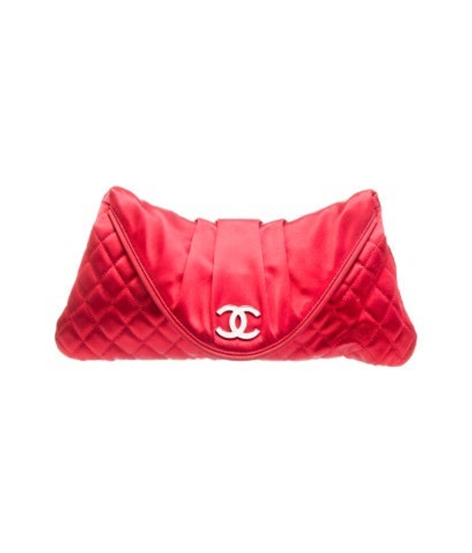Chanel Satin Quilted Half Moon Clutch