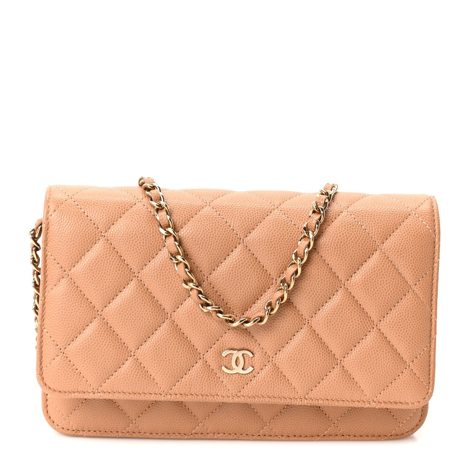 Chanel Caviar Quilted Wallet on Chain WOC Dark Beige