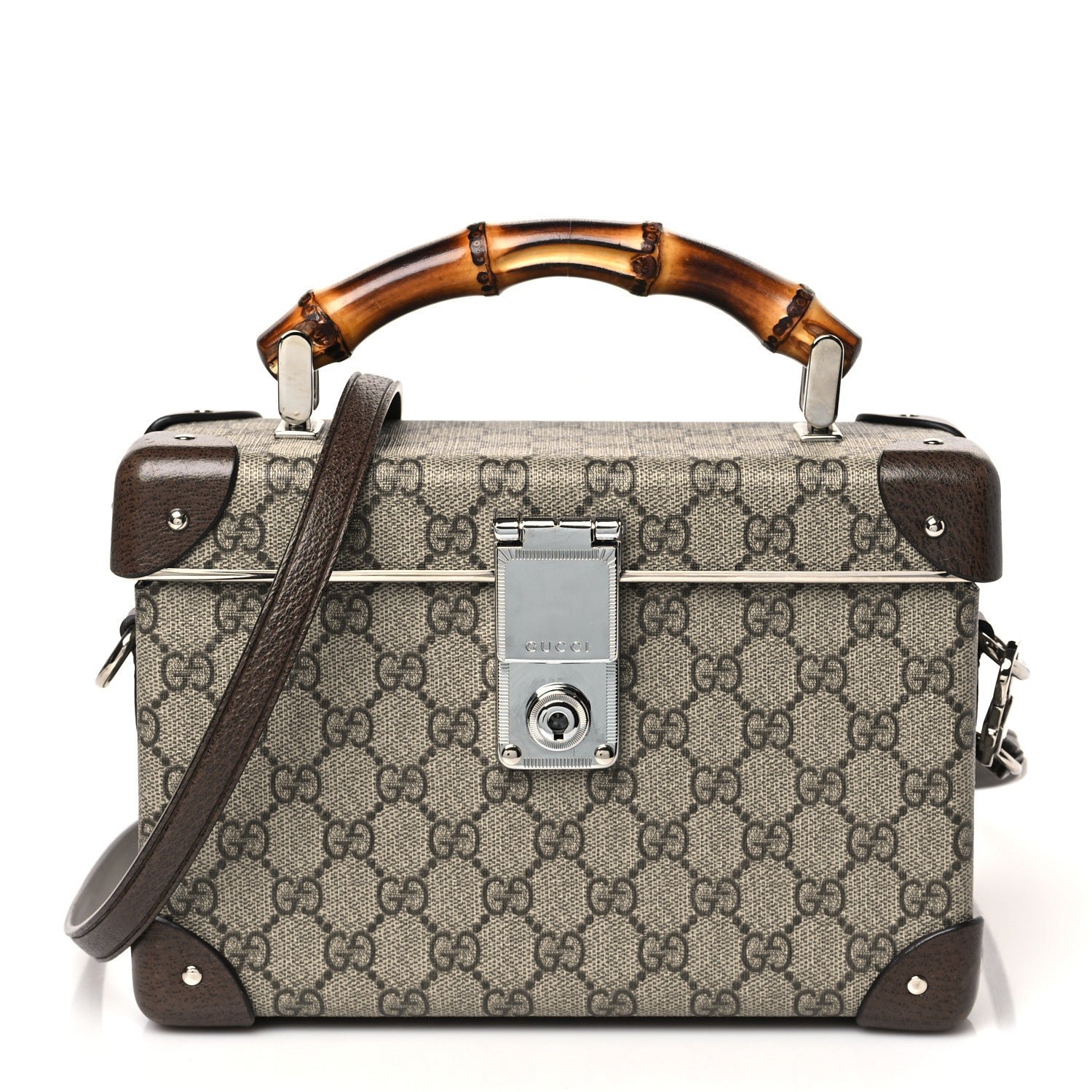 Gucci GG Supreme Monogram Globe-Trotter Beauty Case Brown