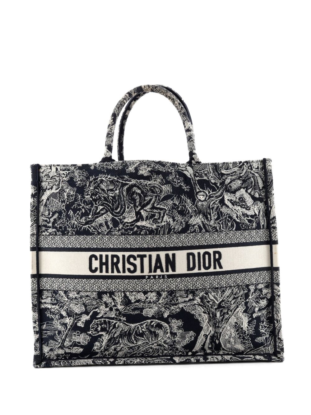 Book Embroidered Canvas Large tote bag