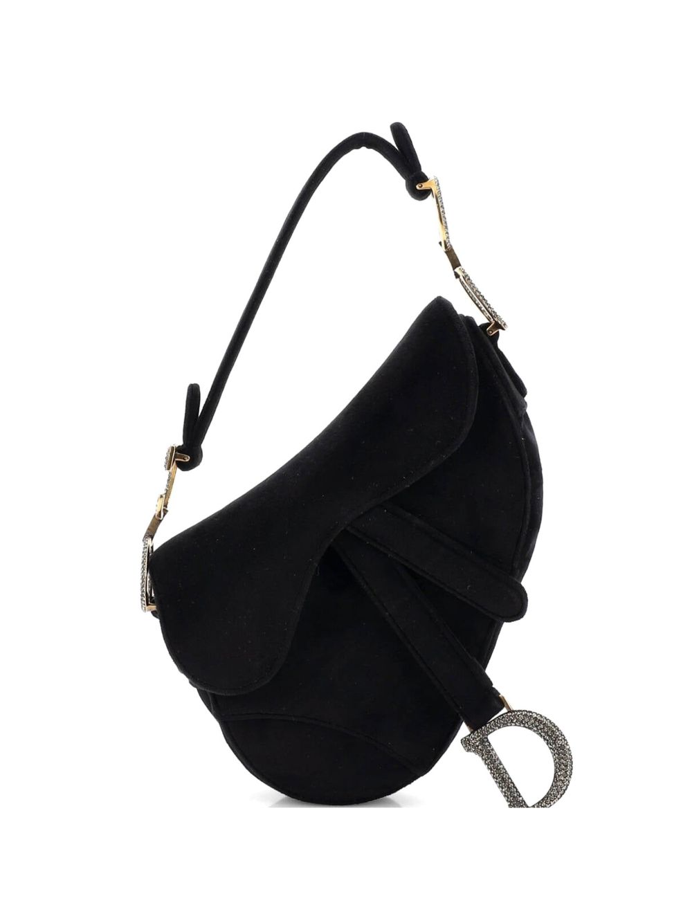 Saddle Handbag Velvet with Crystals Mini shoulder bag