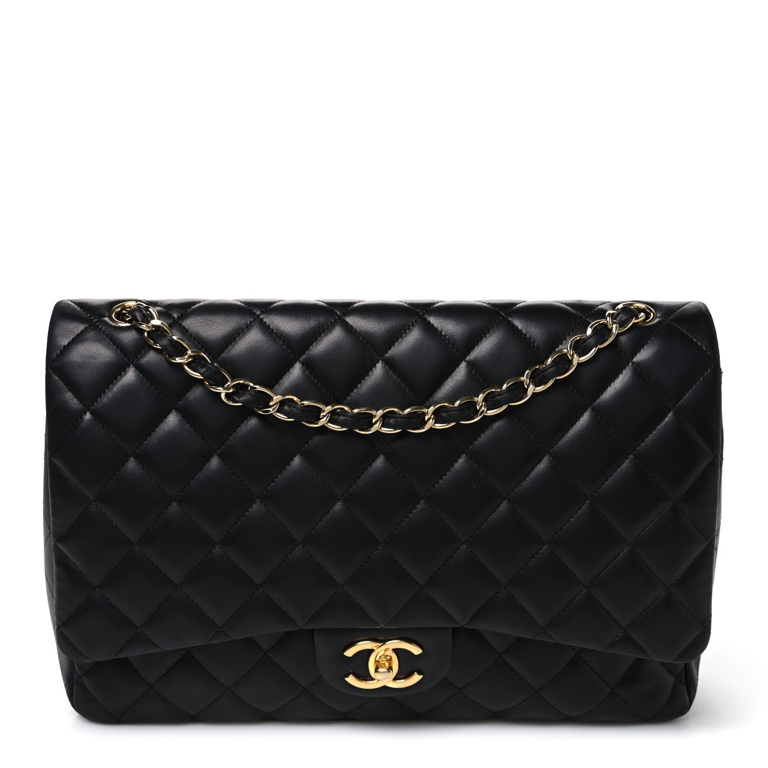 Chanel Lambskin Quilted Maxi Double Flap Black