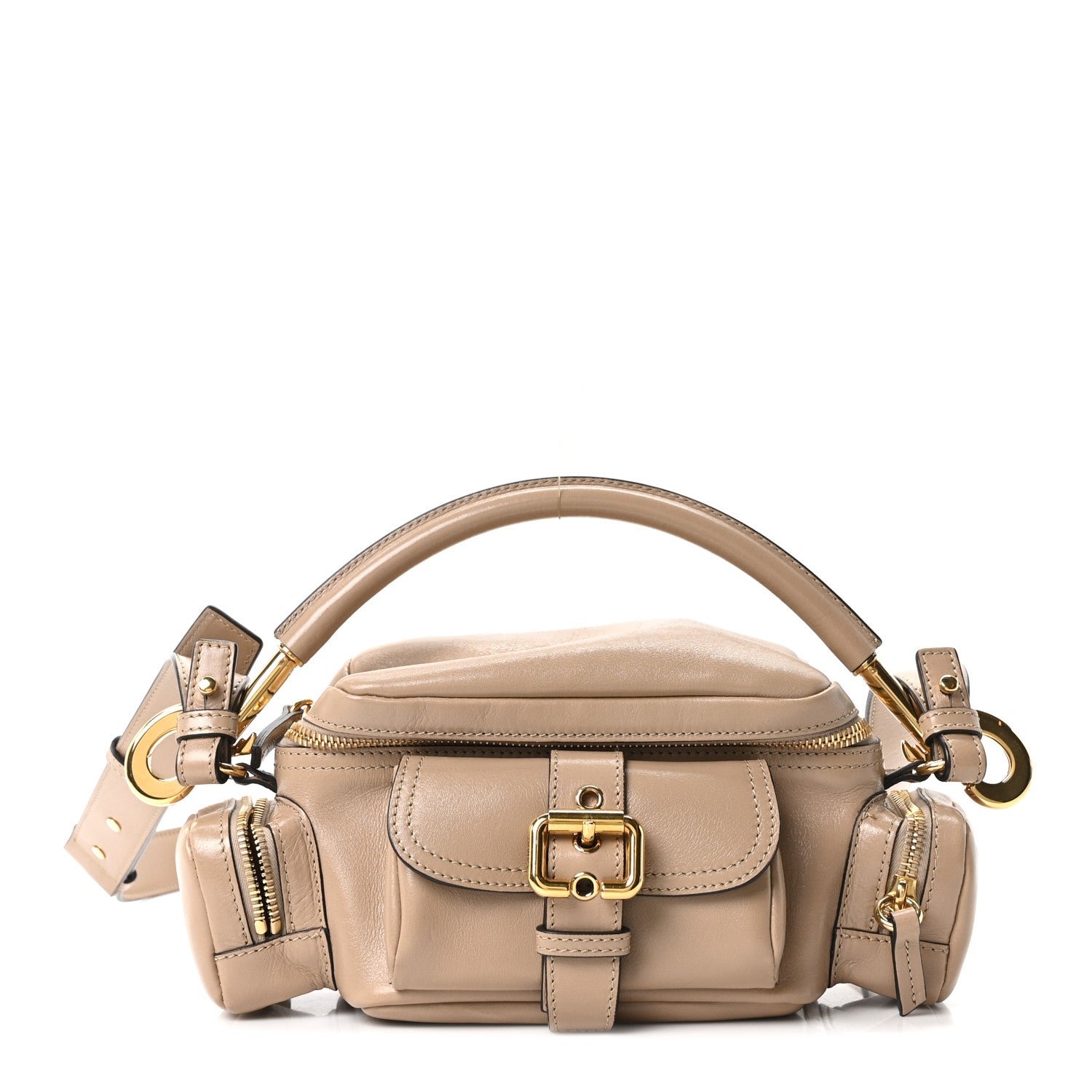 Chloe Shiny Buffalo Small Double Carry Camera Bag Mushroom