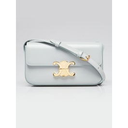 Celine Celine Blue Shiny Calfskin Leather Claude Triomphe Shoulder Bag