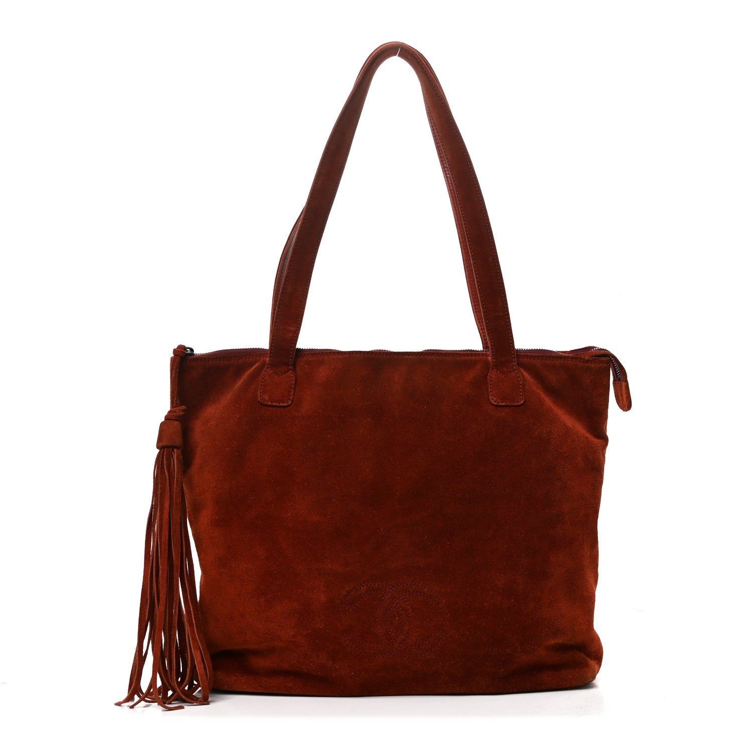 Chanel Suede CC Tote Red