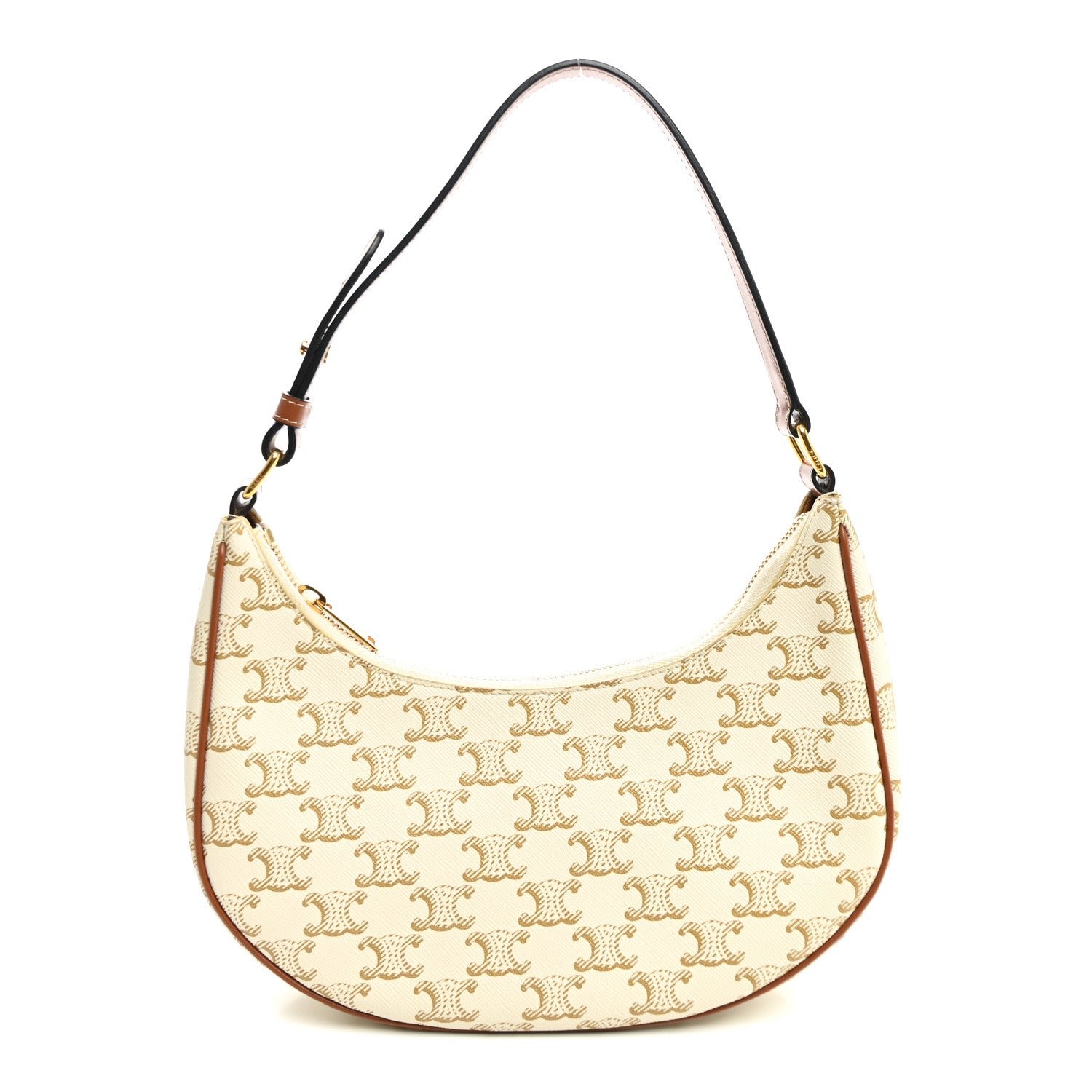 Celine Canvas Calfskin Ava Triomphe Shoulder Bag White
