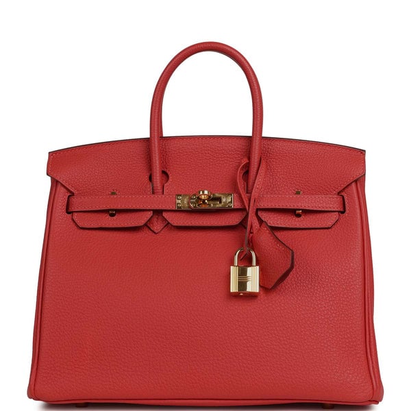 Pre-owned Hermes Birkin 25 Rouge Pivone Togo Gold Hardware