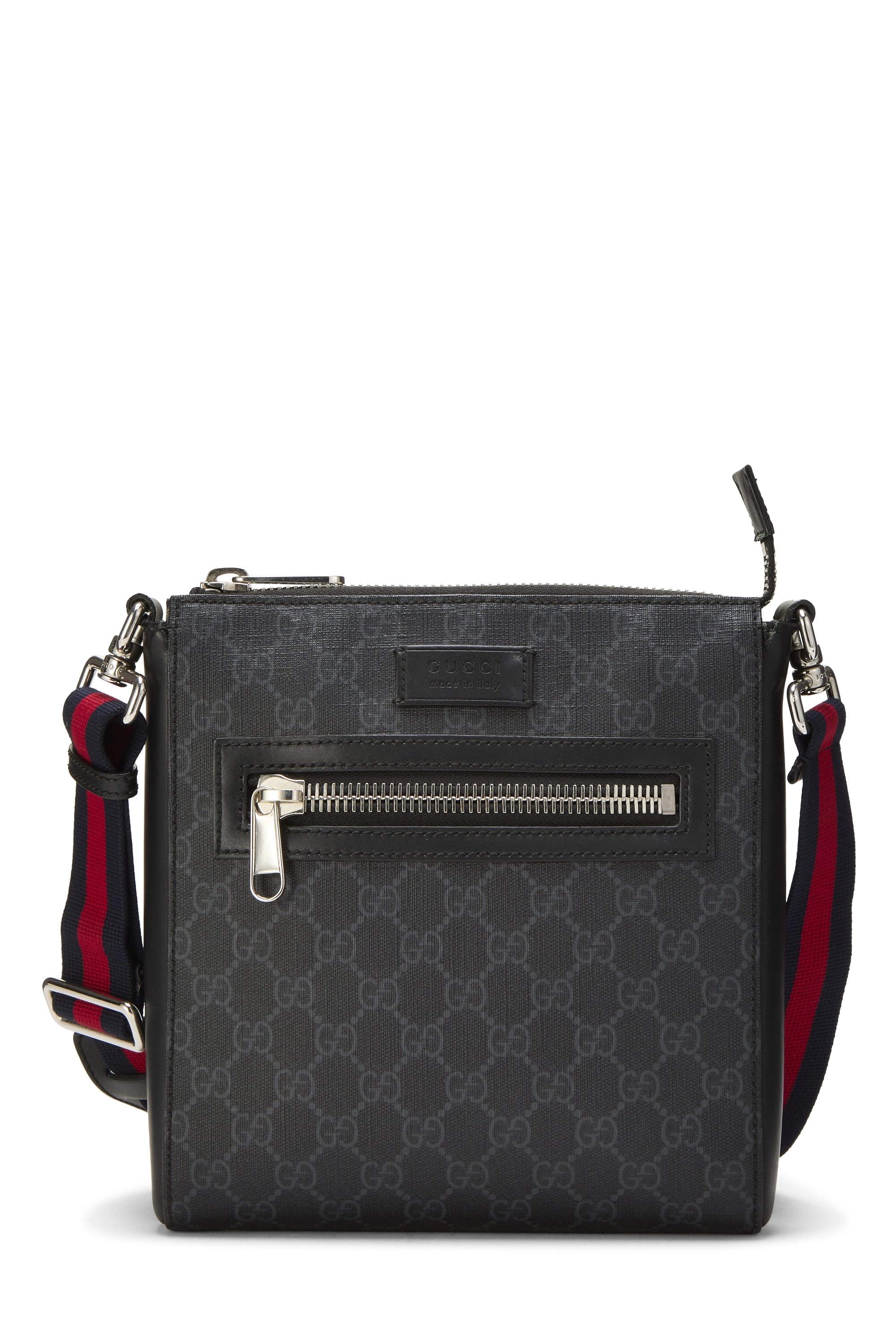 Black GG Supreme Canvas Double Zip Messenger