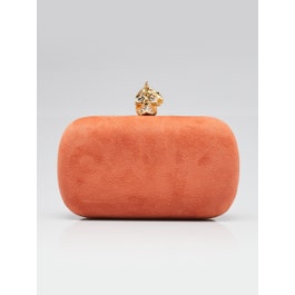 Alexander McQueen Alexander McQueen Orange Suede Skull Box Clutch Bag