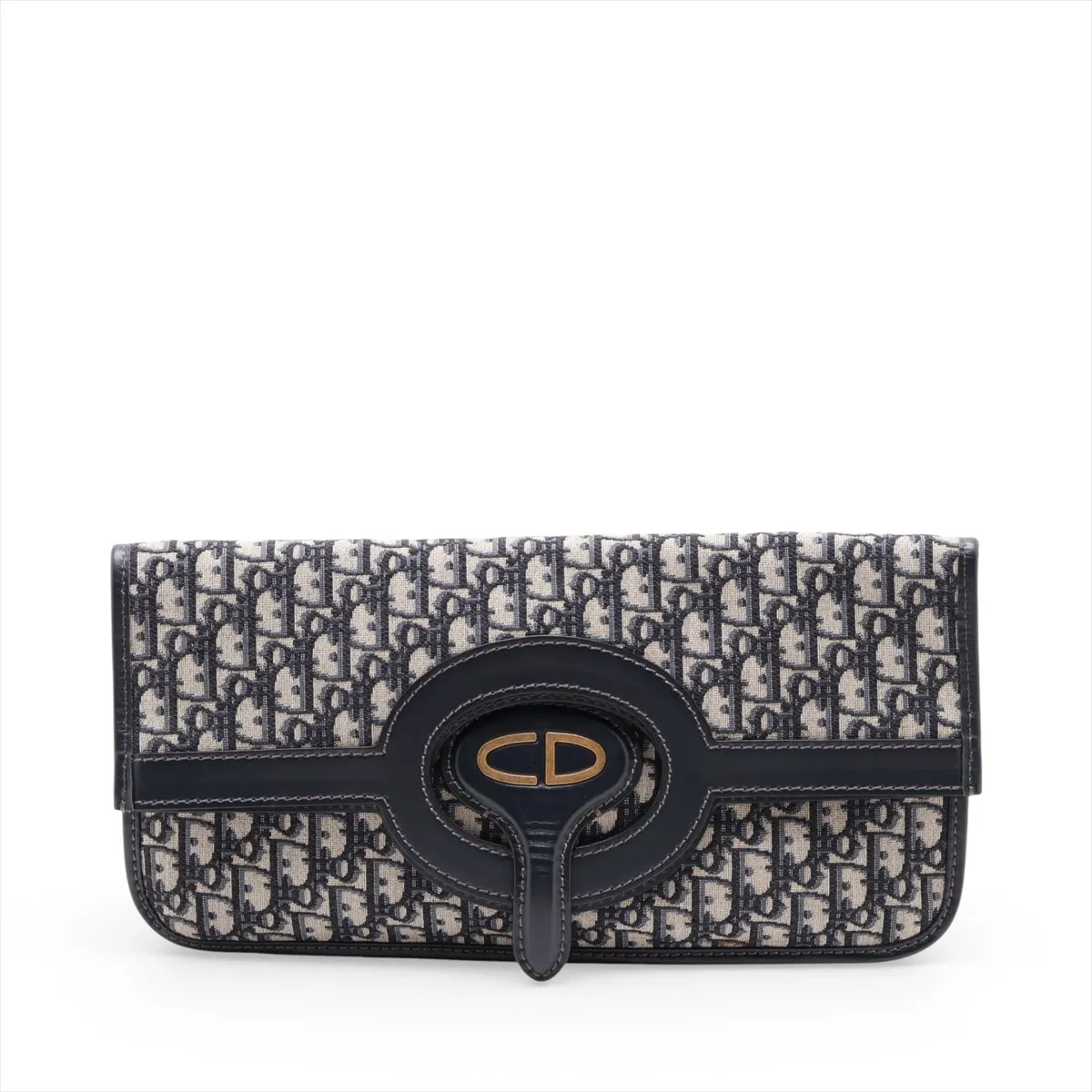 Christian Dior Oblique Canvas & Leather Clutch bag Navy Blue