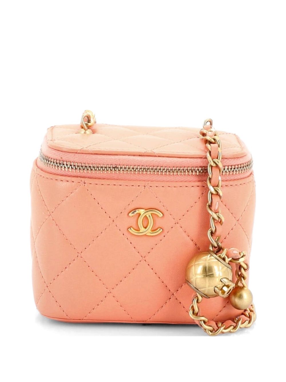 Pearl Crush Vanity Case with Chain Quilted Lambskin Mini clutch bag