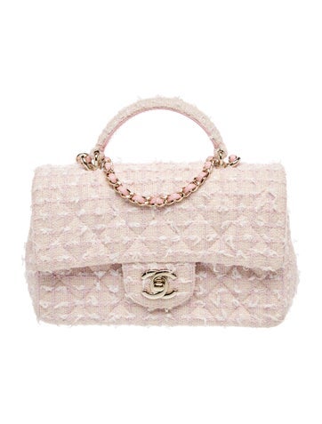 2024 Quilted Tweed Rectangular Mini Top Handle Bag
