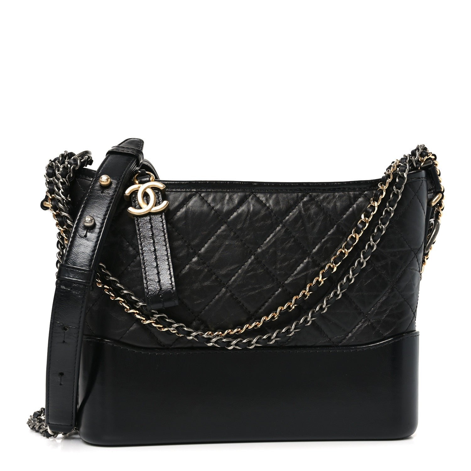 Chanel Aged Calfskin Quilted New Medium Gabrielle Hobo Black