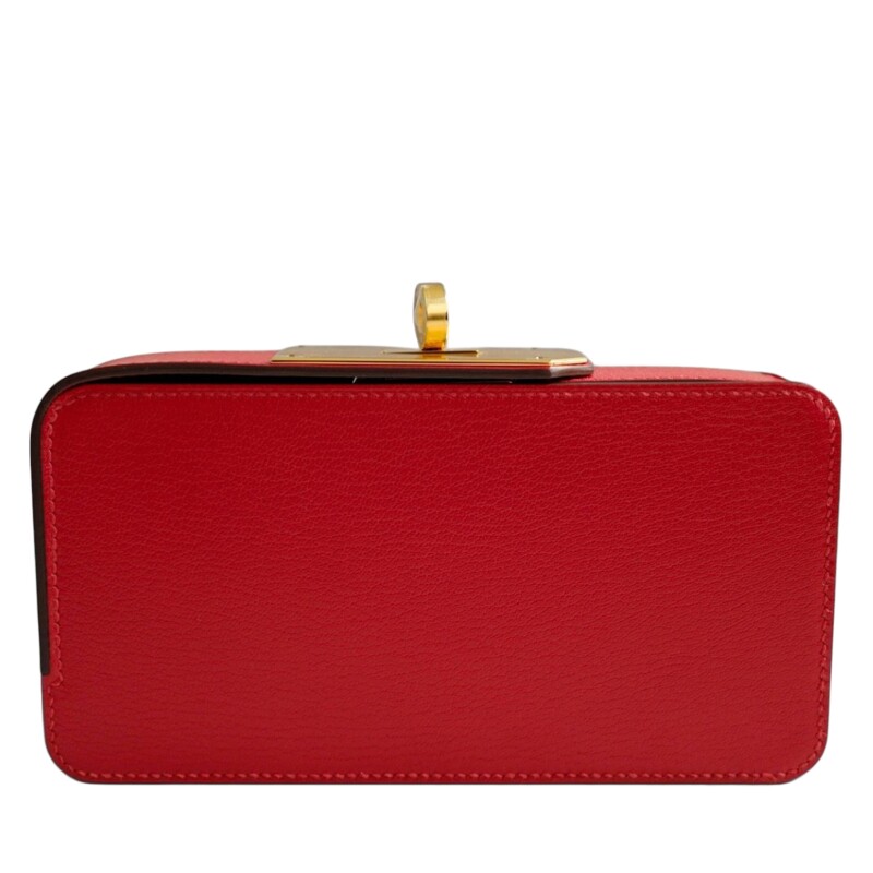 Hermes Rouge de Coeur Chèvre Chamkila Sanglons Clutch Gold Hardware, 2025