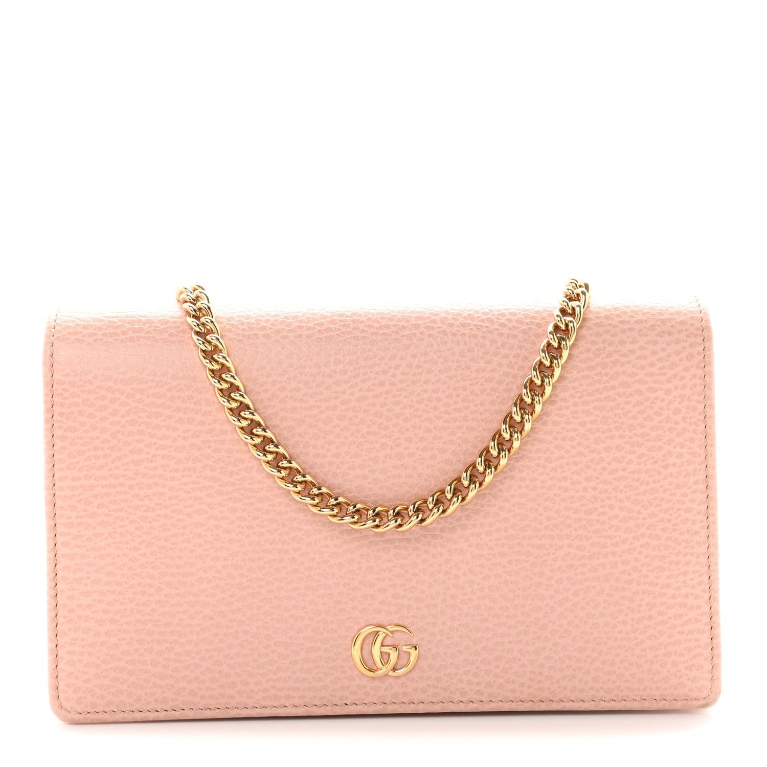 Gucci Dollar Calfskin Mini GG Marmont Chain Wallet Perfect Pink