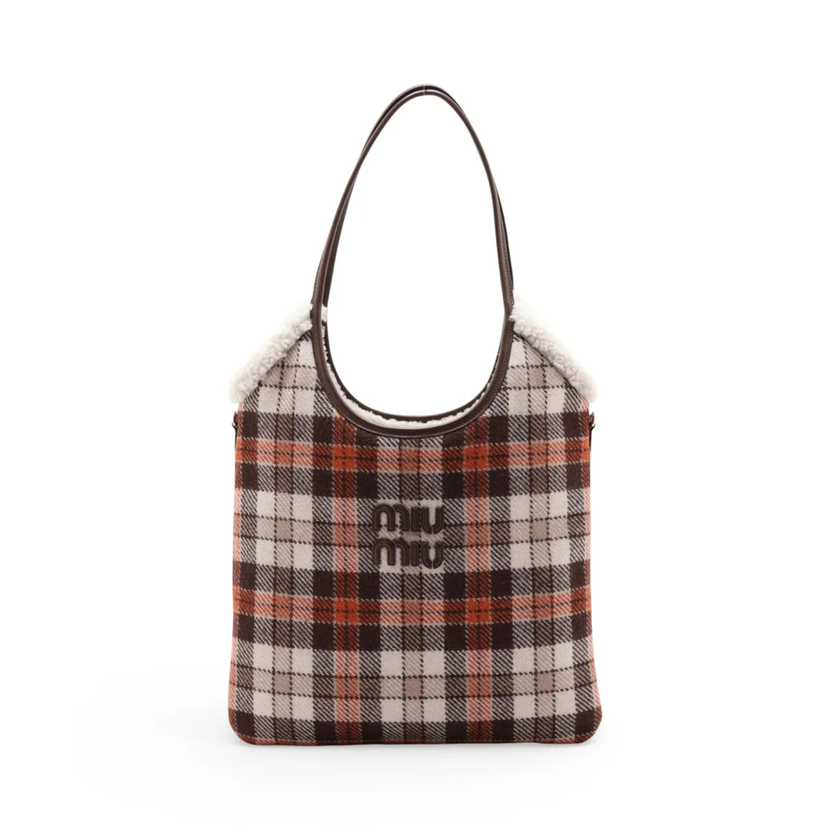 Miu Miu Ivy Boa x leather Tote bag Brown