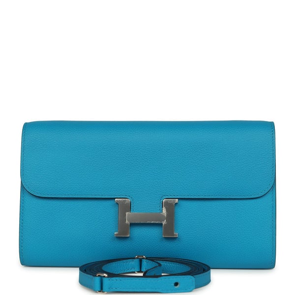 Hermes Hermes Constance Wallet To Go Bleu Frida Evercolor Palladium Hardware