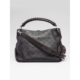 Louis Vuitton Louis Vuitton Black Monogram Mahina Leather Beaubourg Hobo MM Bag