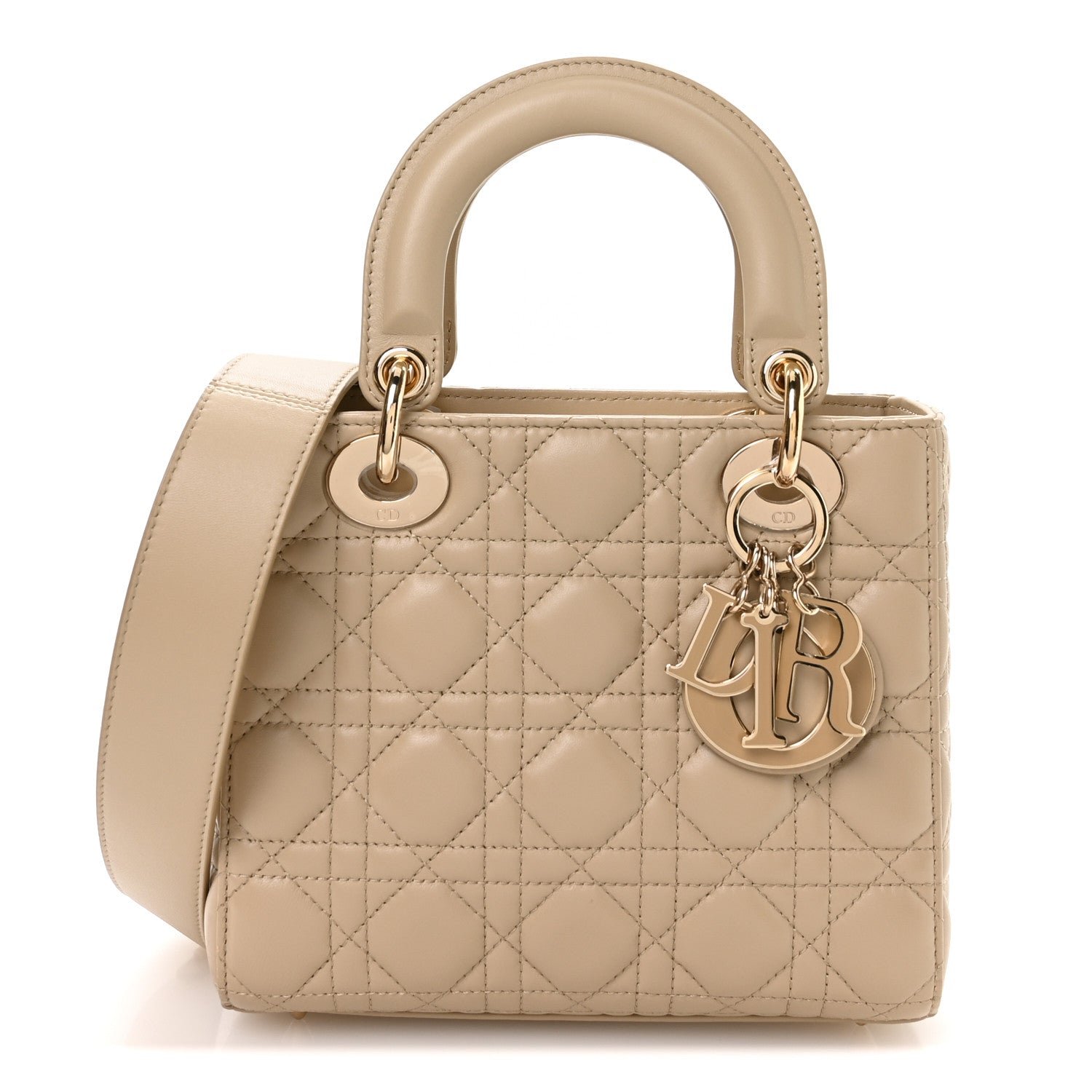 Christian Dior Lambskin Cannage Small My ABCDior Lady Dior Hazelnut