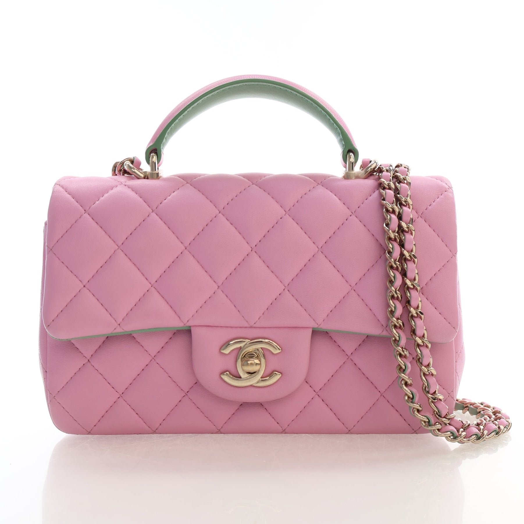 Chanel Mini Lambskin Rectangular Top Handle Classic Flap Bag