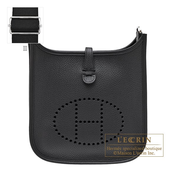 Hermes Evelyne 3 bag 23 Black Clemence leather Silver hardware