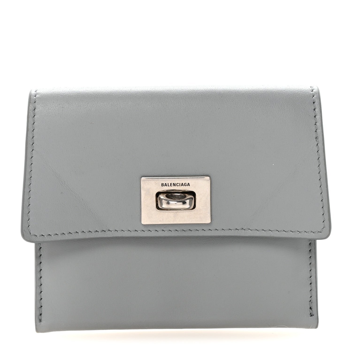 Balenciaga Smooth Calfskin Rodeo Flap Card Holder Cloud Grey