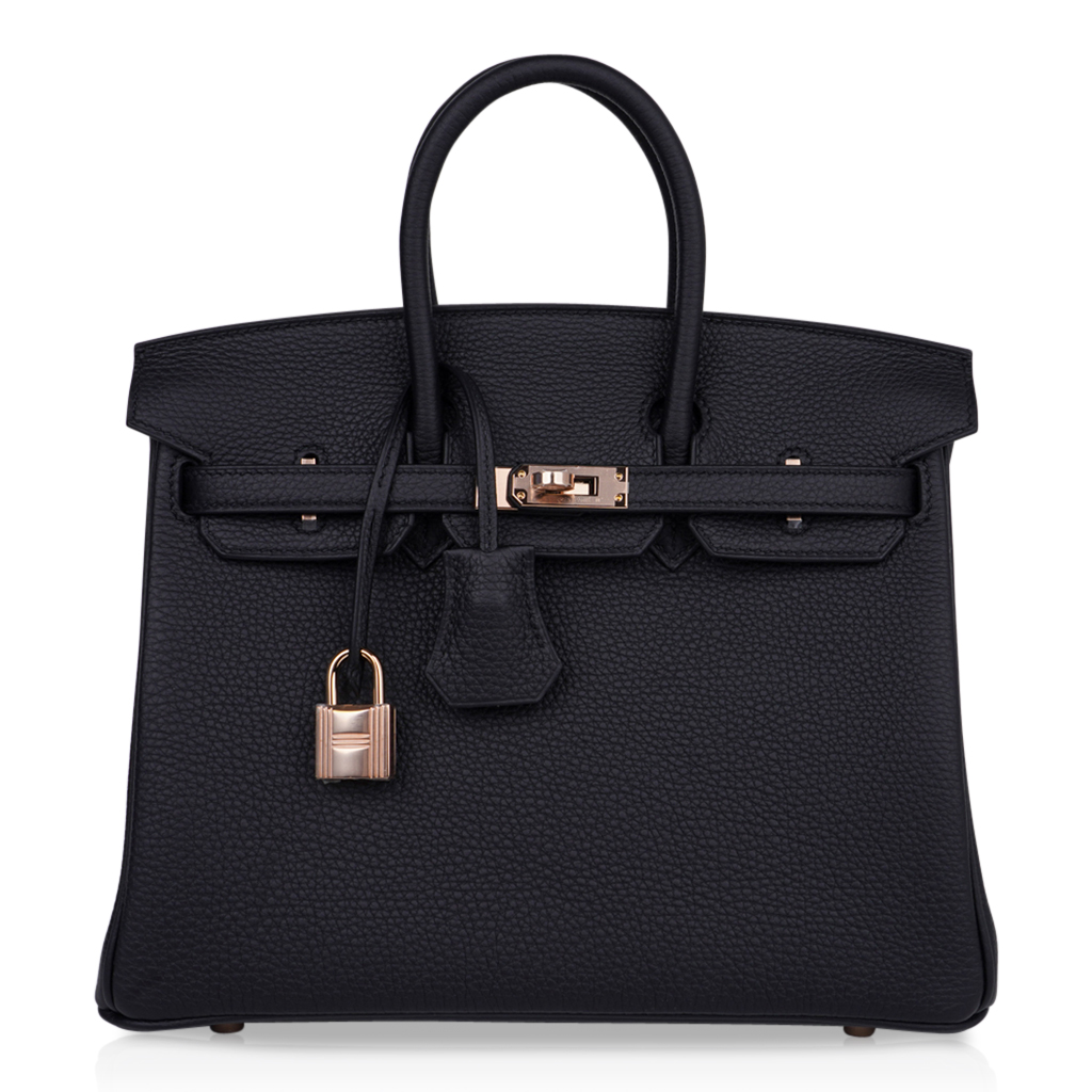 Hermes Hermes Birkin 25 Bag Black Togo Leather with Rose Gold Hardware