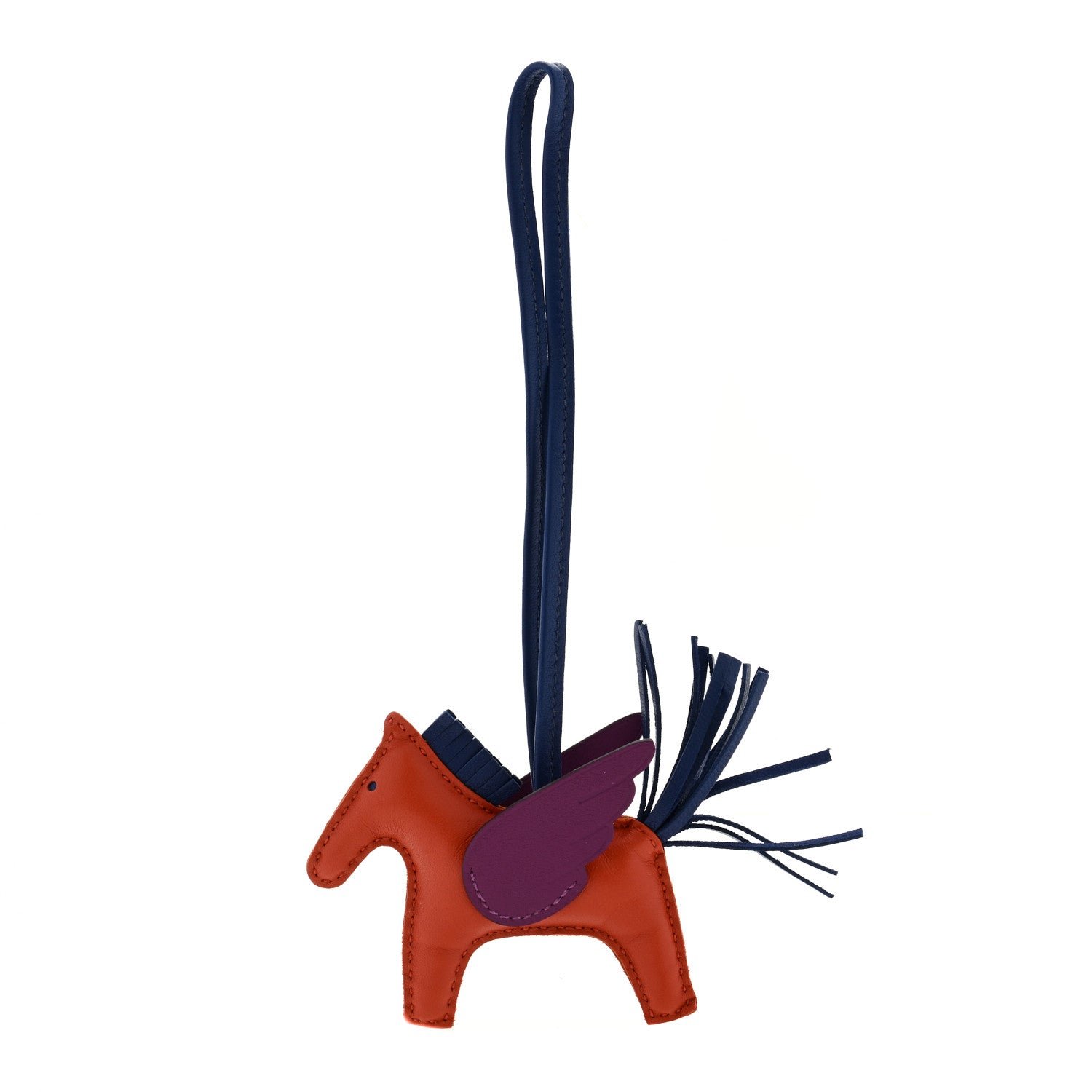 Hermes Milo Lambskin Grigri Rodeo Pegase Horse Bag Charm PM Cornaline Bleu Saphir Anemone